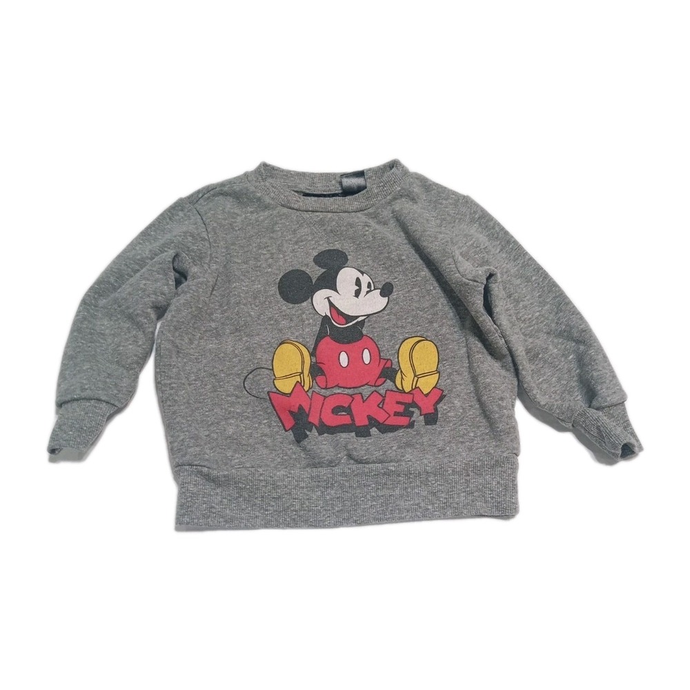 Disney Mickey Mouse Toddler Sweatshirt 2T Gray Pullover Graphic Crewneck Kids